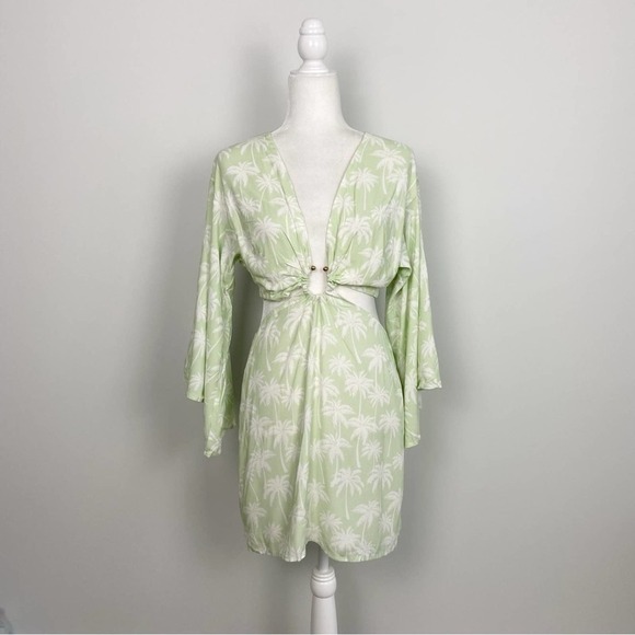 Lovers and Friends Maysa Kimono Dress Palm Tree Print Size M - Picture 3 of 14